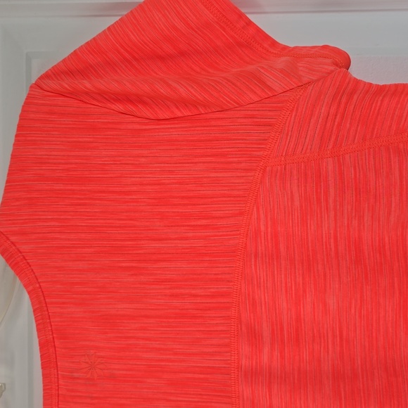 Athleta Women's Neon Orange Shadow Stripe Chi Tee- M - Picture 5 of 6
